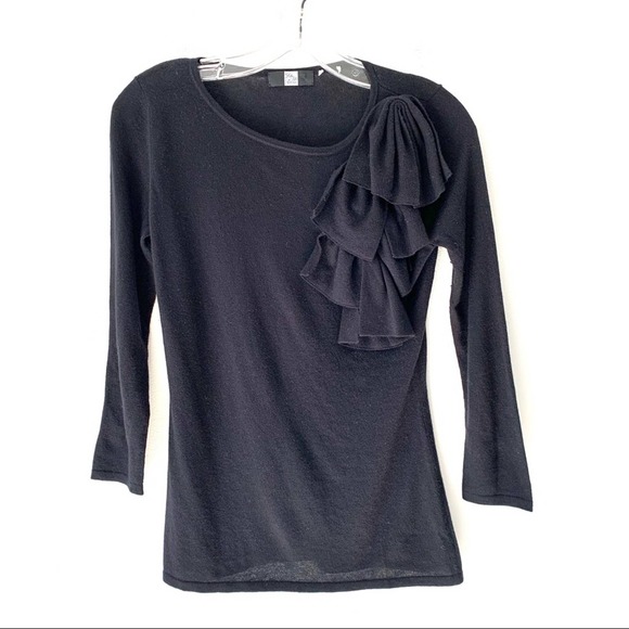 Saks Fifth Avenue Black Cashmere Bow Sweater